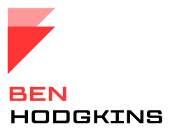 Ben Hodgkins logo - two reversed triangles with name underneath