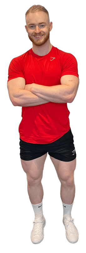 Full body shot of ben standing up, facing the camera while smiling