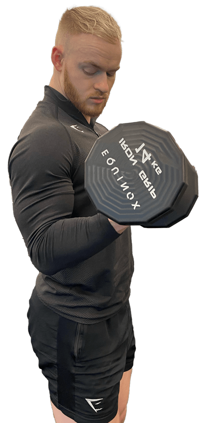 Ben lifting a dumbbell with right arm